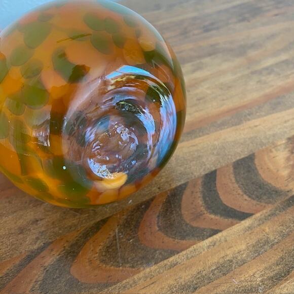 Murano Style Orange Yellow and Green Blown Glass Pear - Fall - Picture 7 of 7